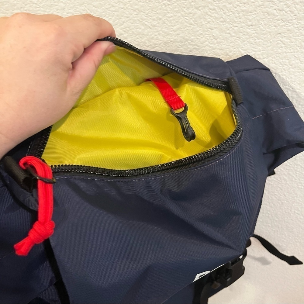 Topo Designs navy blue and yellow/green interior accents fold over backpack - Picture 3 of 11